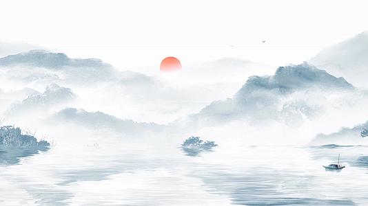 4K水墨中国风山水画背景视频视频的预览图