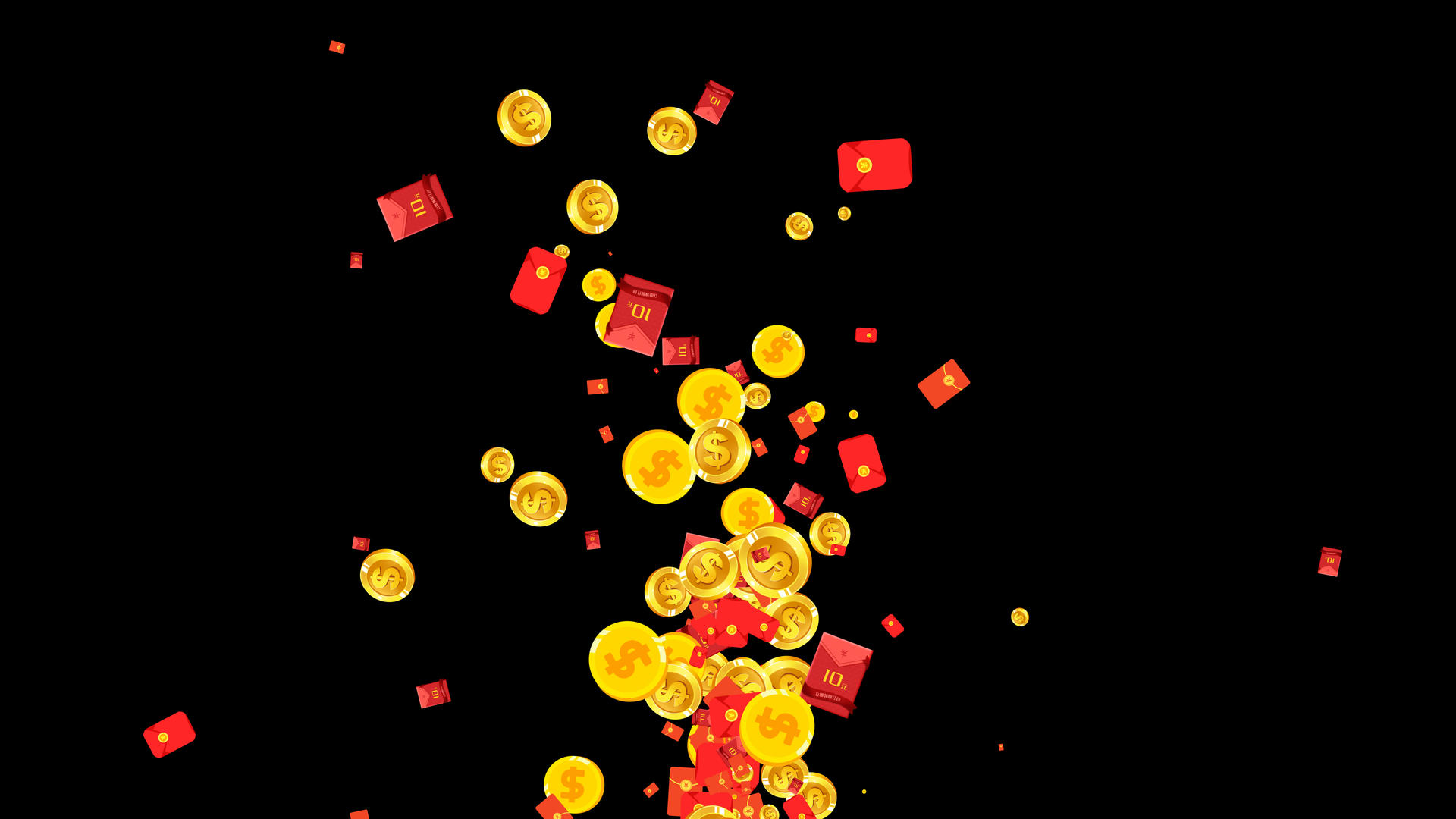 4K电商红包金币喷射元素视频的预览图