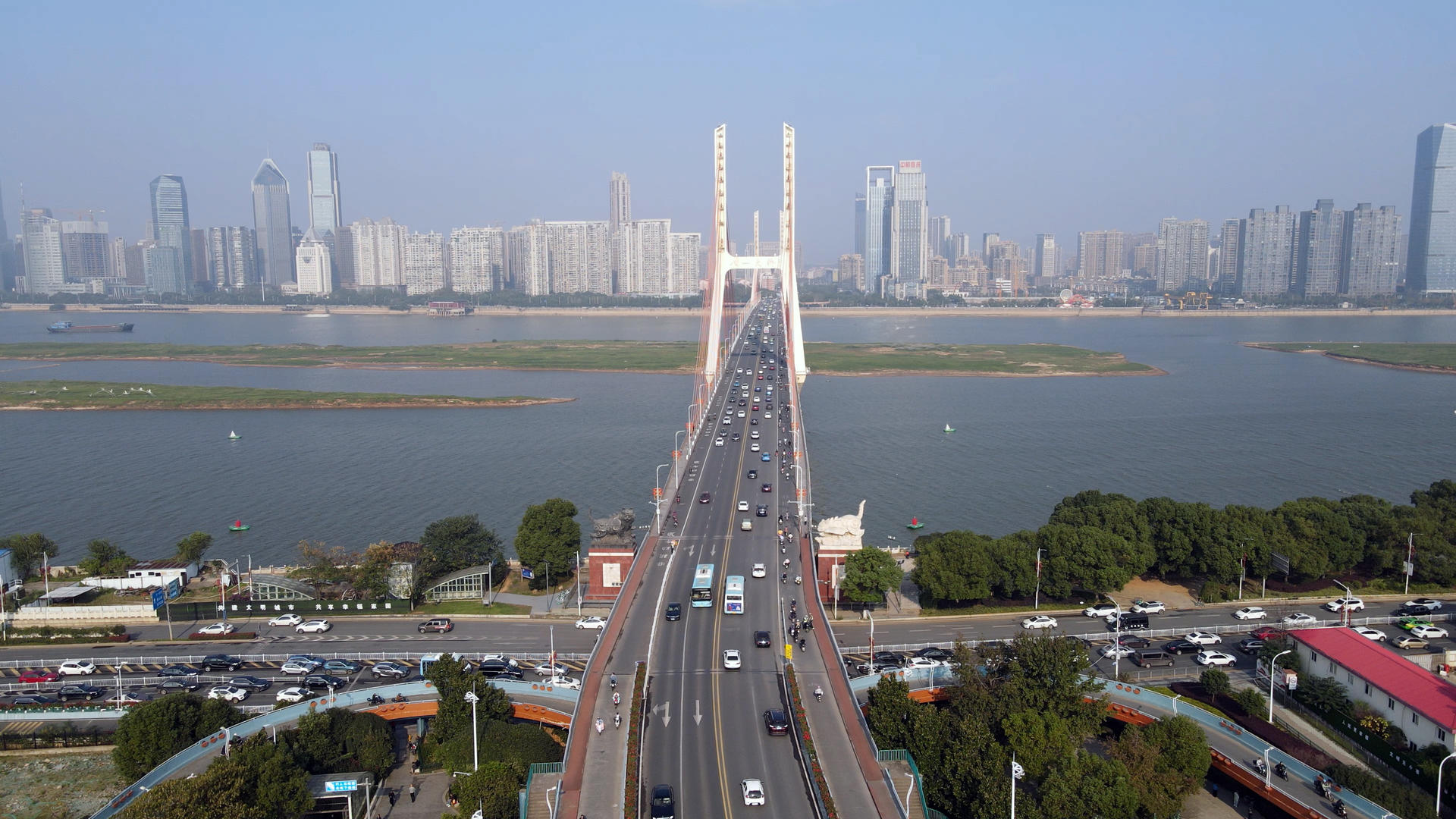 航拍南昌地标八一大桥视频的预览图