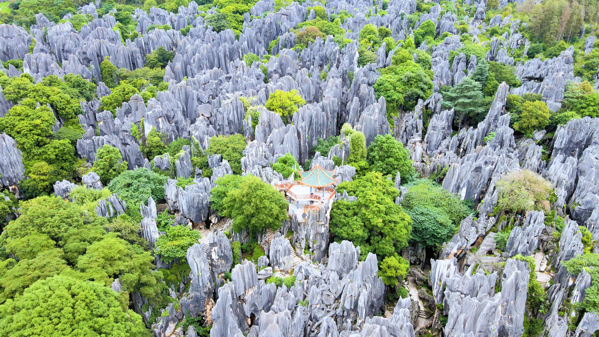 云南石林世界地质公园4K航拍视频的预览图