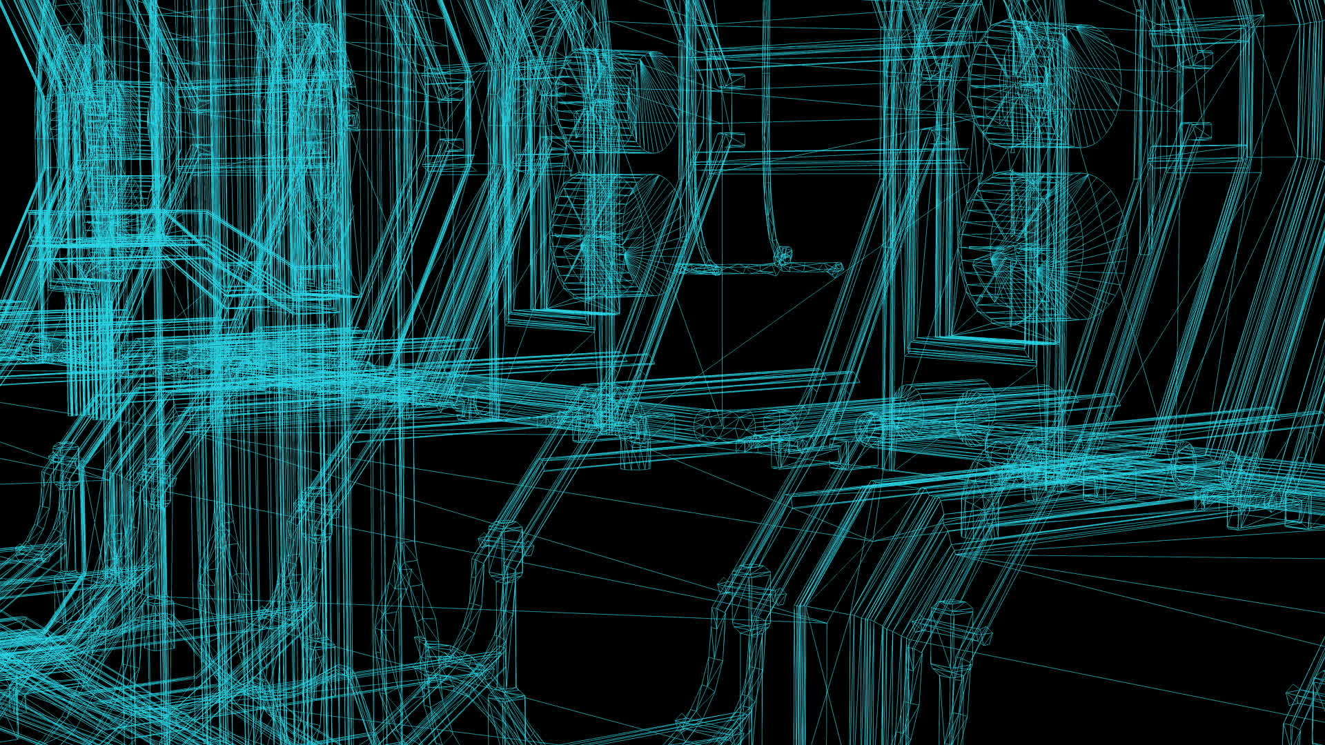 3d科技工业建筑的线框模型视频的预览图