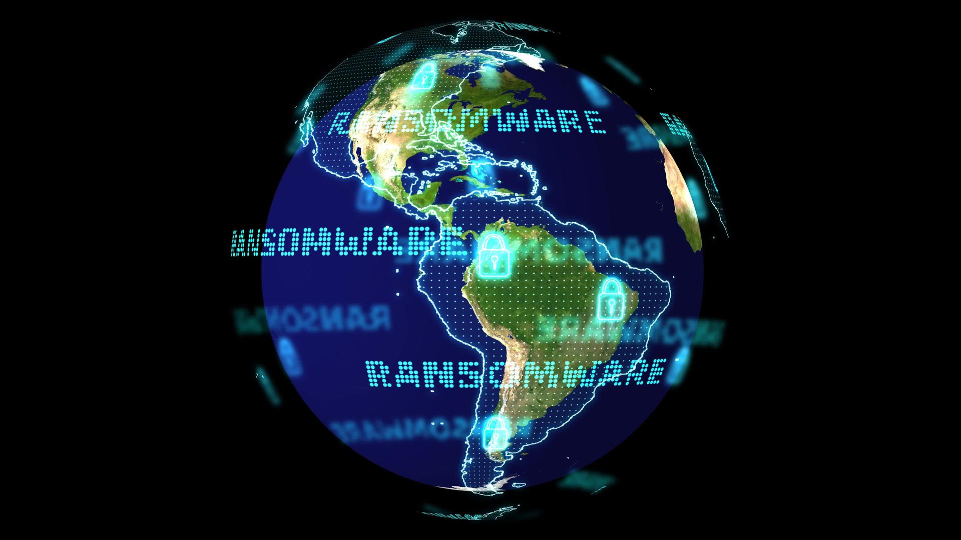探测到全球数字世界地图和赎金软件红色大利仪器Nasa视频的预览图