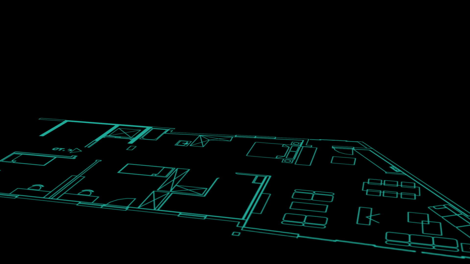 抽象建筑背景城市蓝图房屋规划和电线框架模型视频的预览图