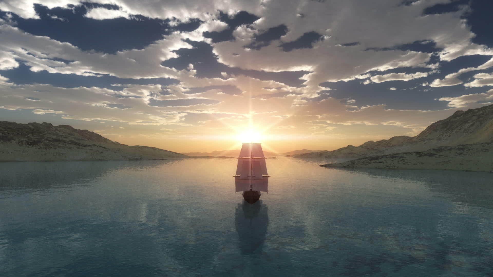 日落的旧船视频的预览图