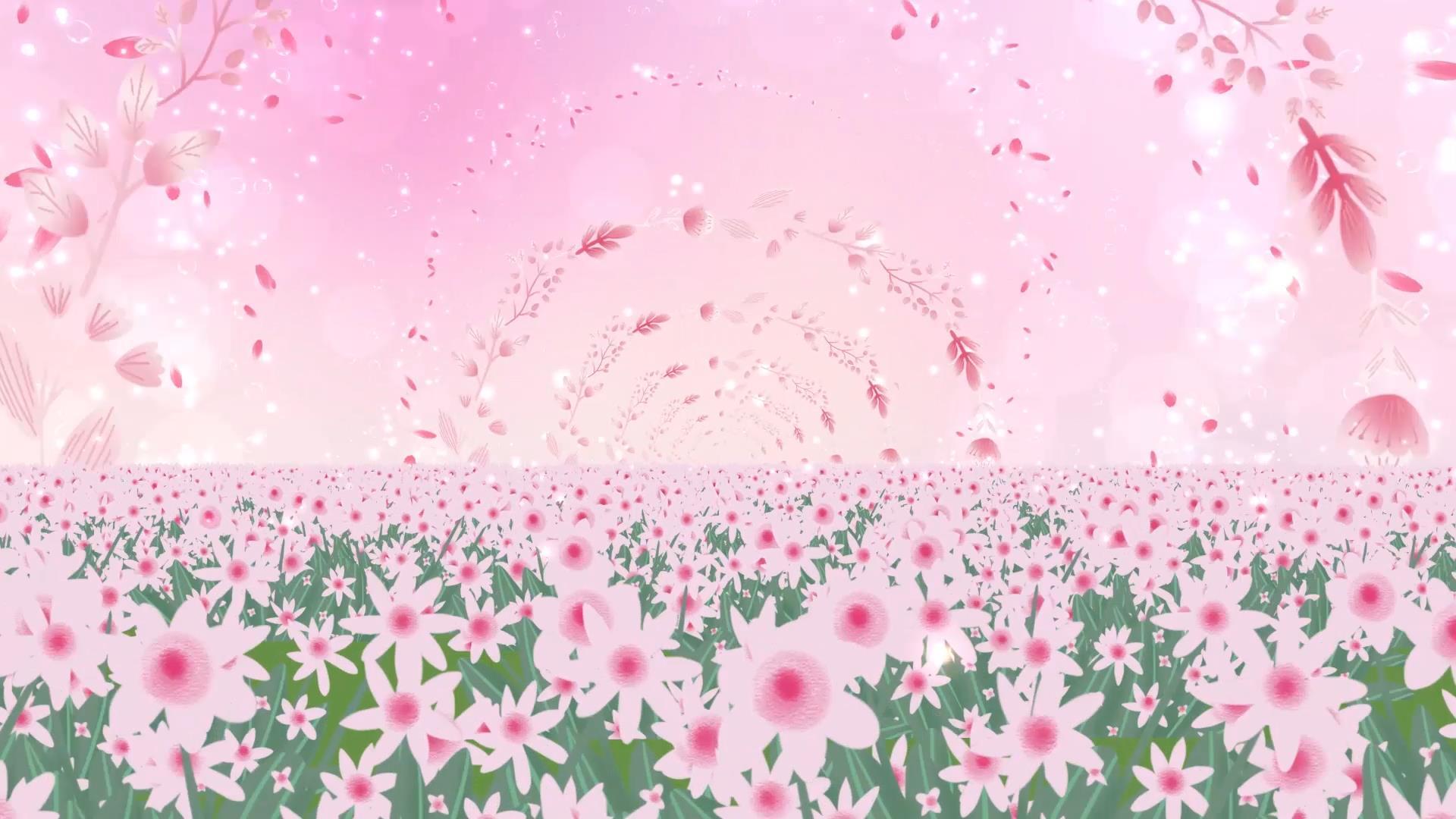 唯美清新粉色花海动态粒子光效舞台背景视频的预览图
