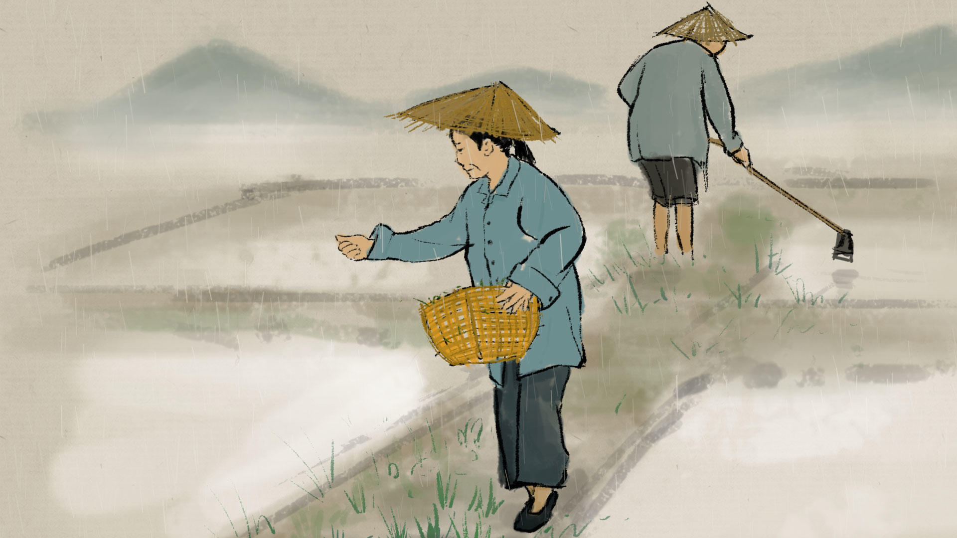 中国风谷雨 耕种背景视频视频的预览图