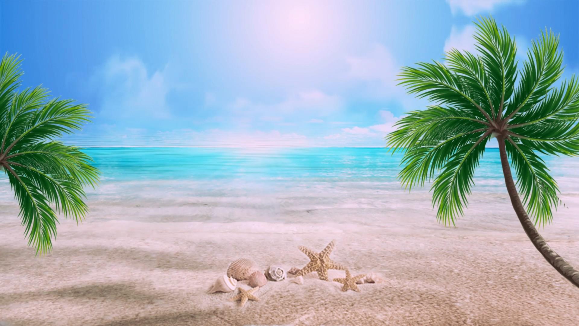 夏日海滩风景动画视频的预览图