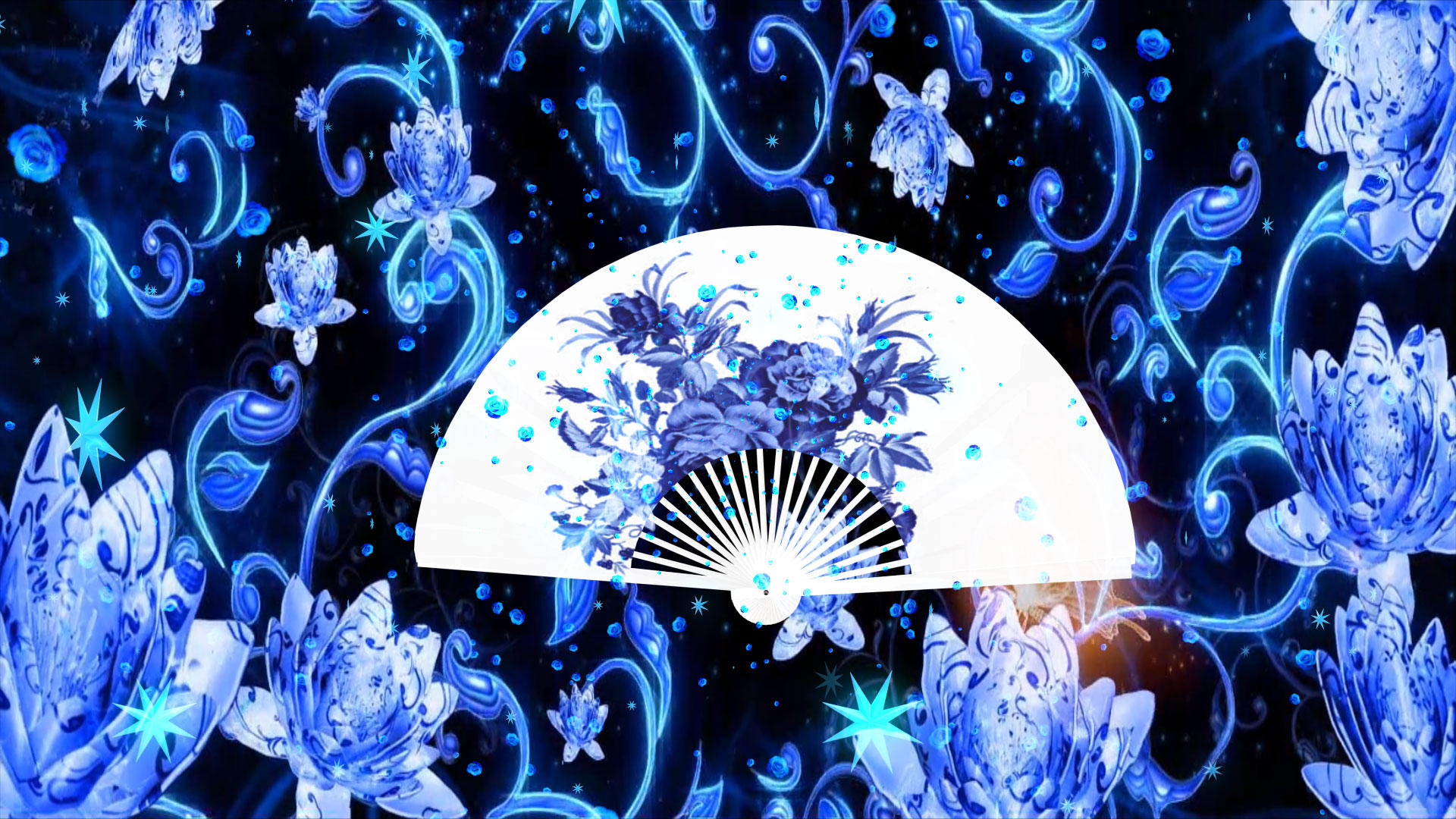 青花瓷扇子led中国风背景视频视频的预览图