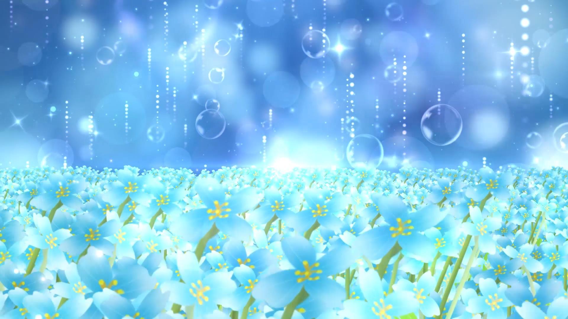 唯美花海动态梦幻清新蓝色粒子光效舞台背景视频视频的预览图