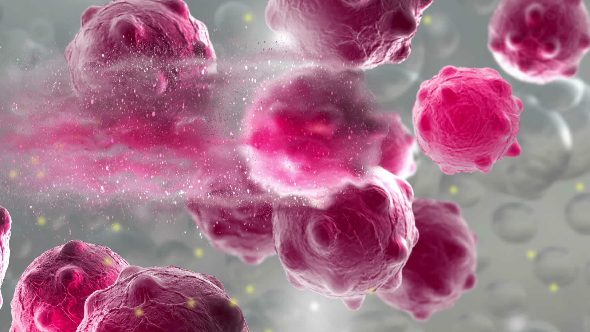 受损和分解的癌细胞动画视频的预览图
