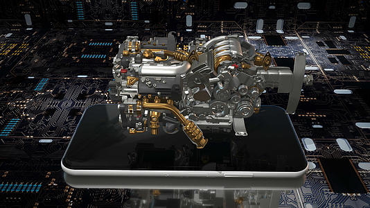 三维智能工厂汽车零部件发动机背景视频的预览图