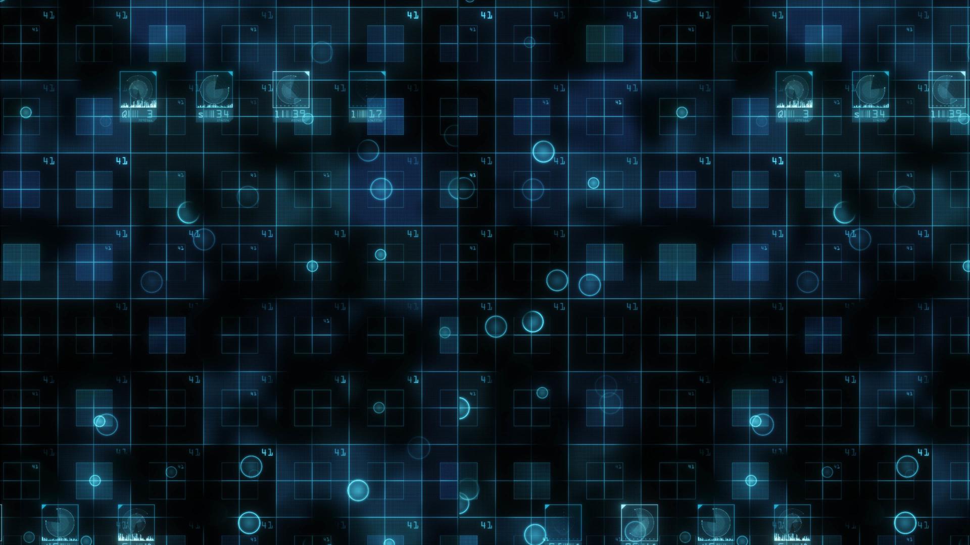 蓝科技网格方块点线随机变化元素动画视频的预览图
