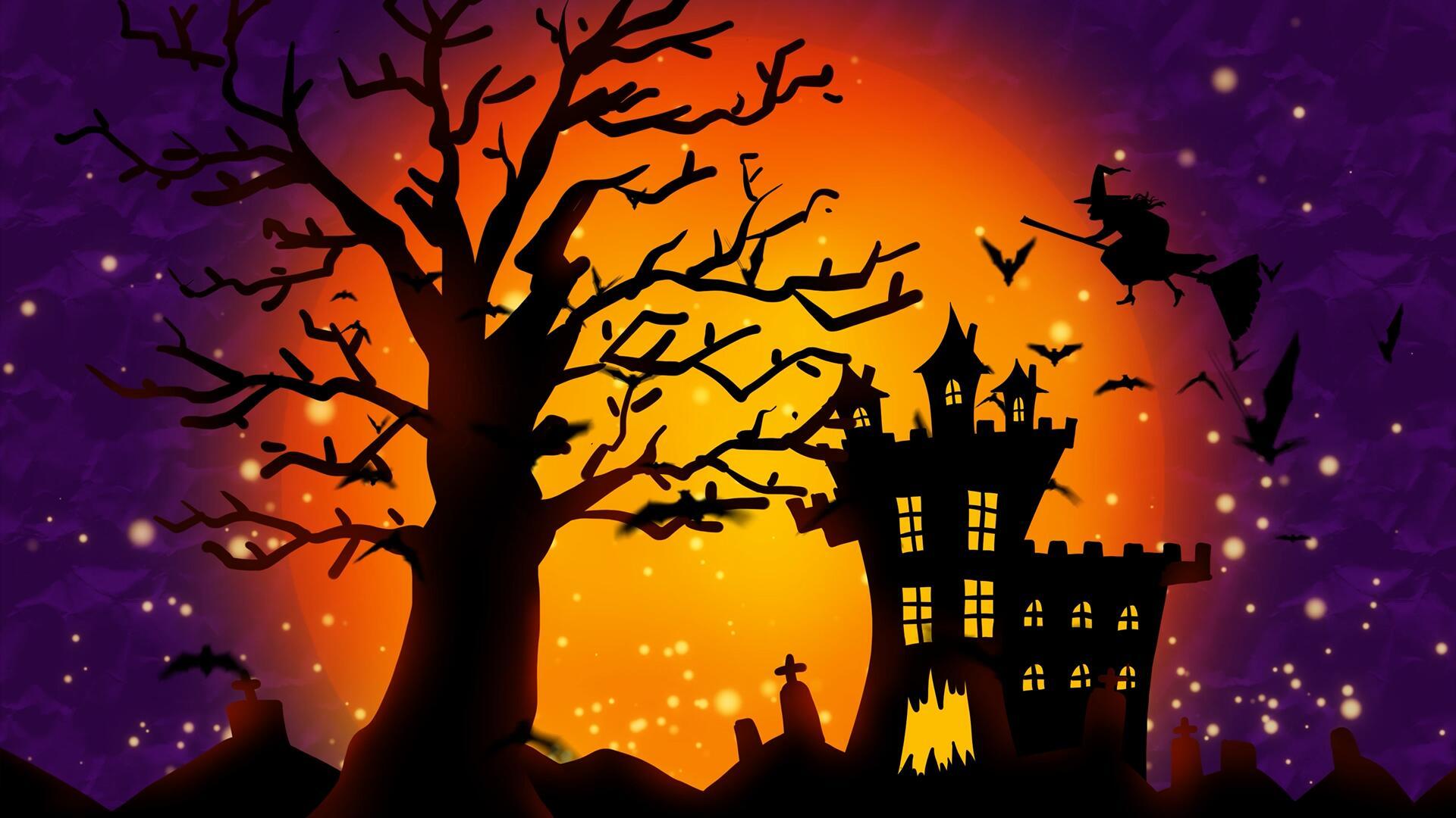 4k女巫城堡恐怖万圣节背景视频的预览图
