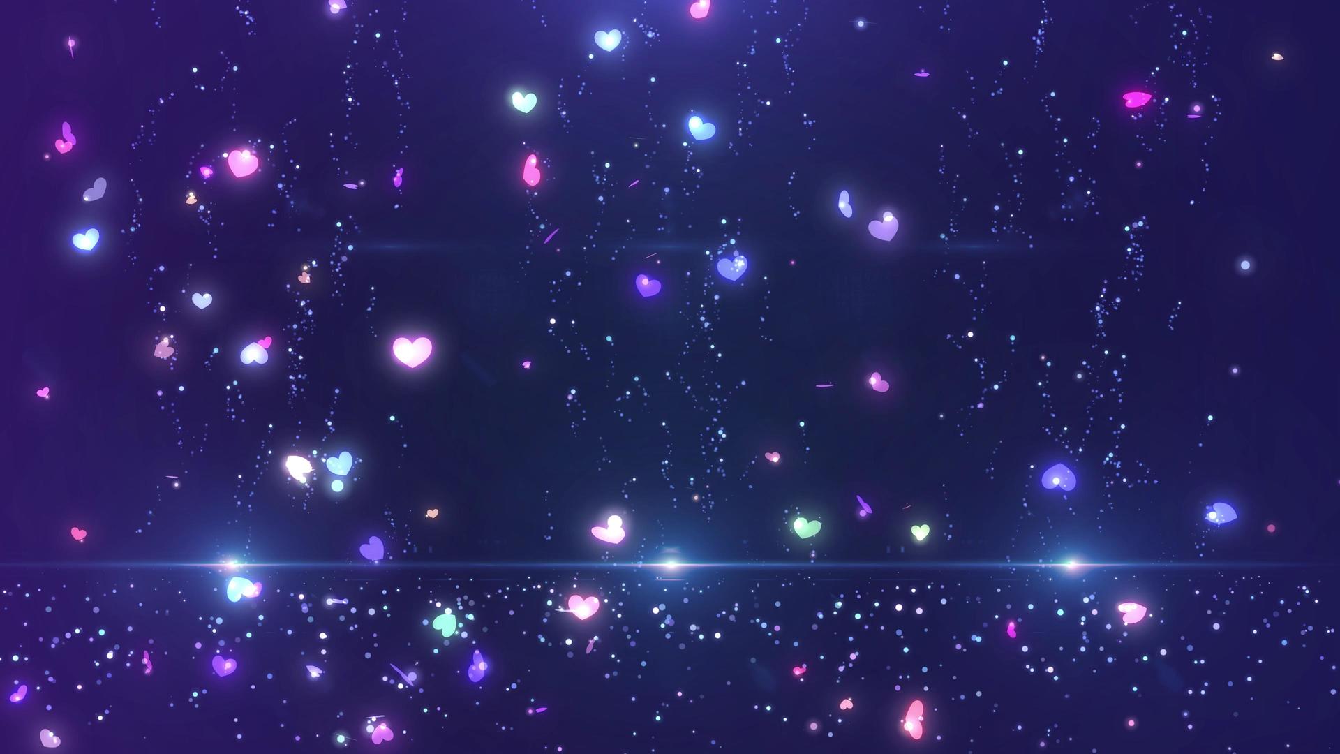 梦幻唯美爱心粒子4K动态视频背景视频的预览图