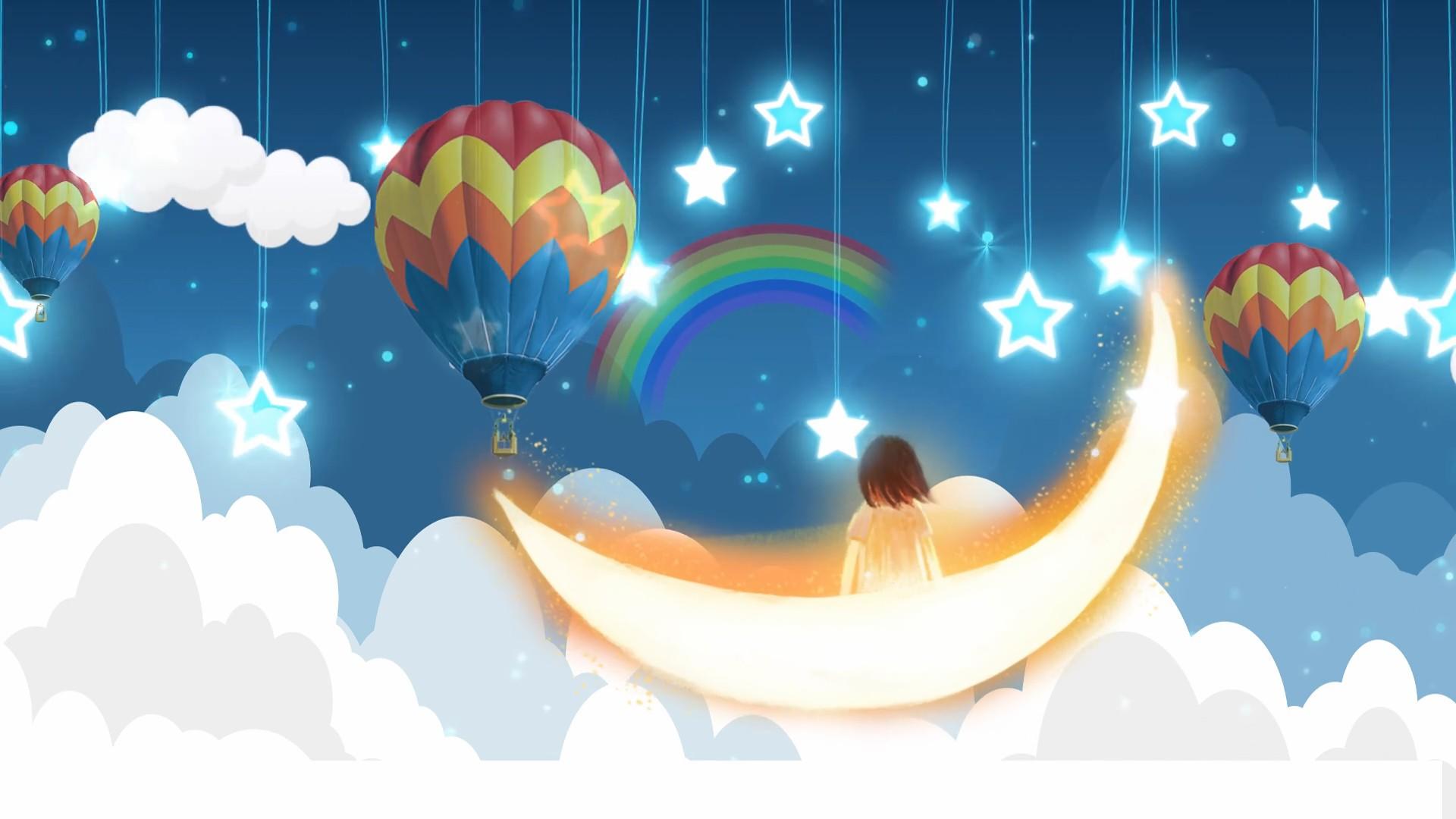 星空梦幻女孩卡通背景图视频的预览图