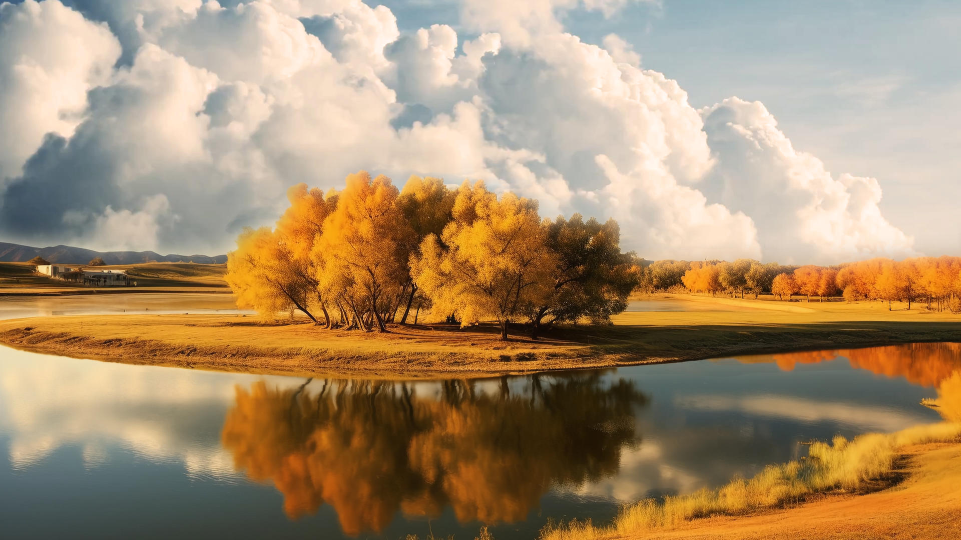 美丽的秋天湖边风景视频视频的预览图