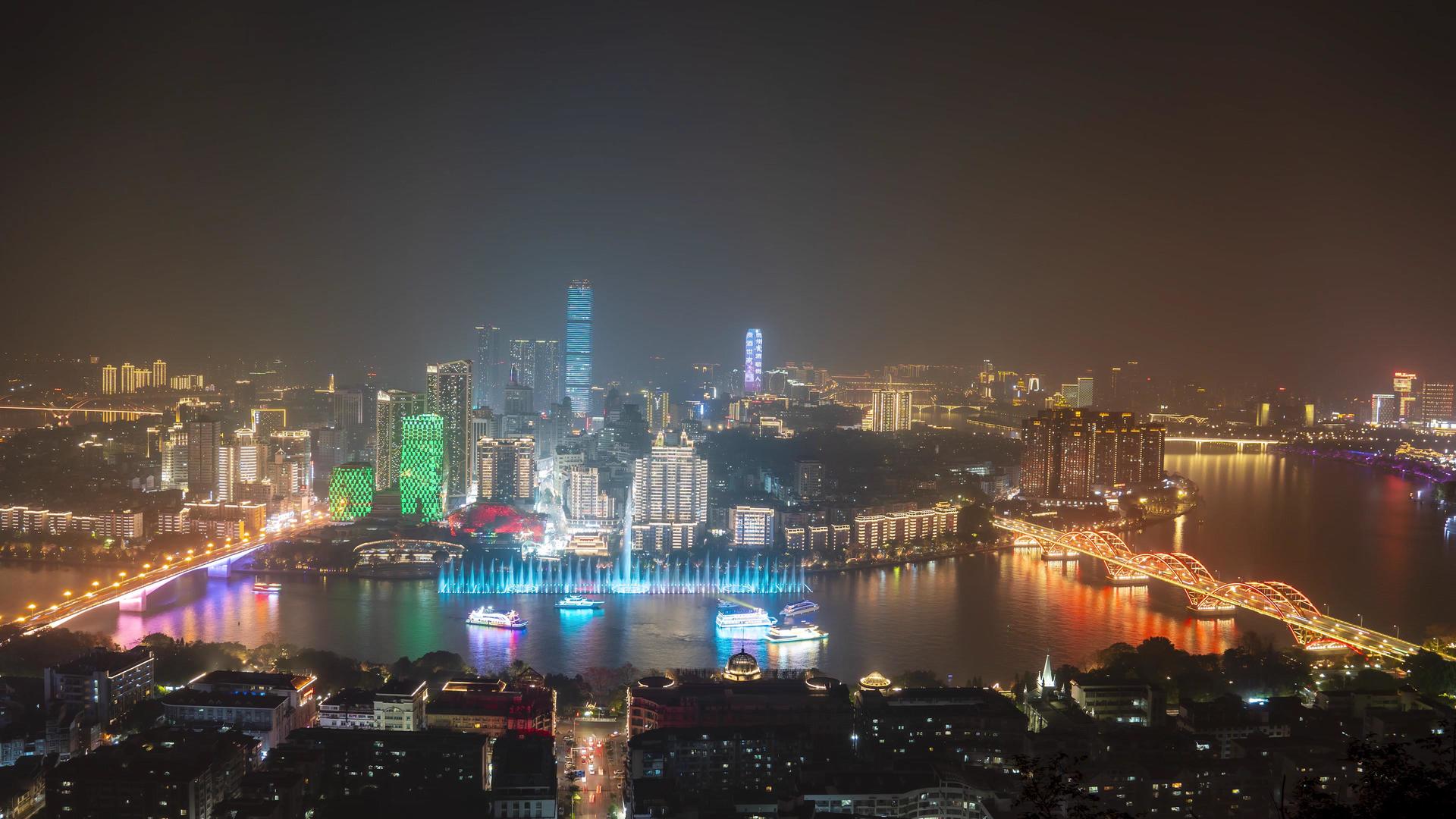 广西柳州城市夜景延时摄影4K实拍视频的预览图