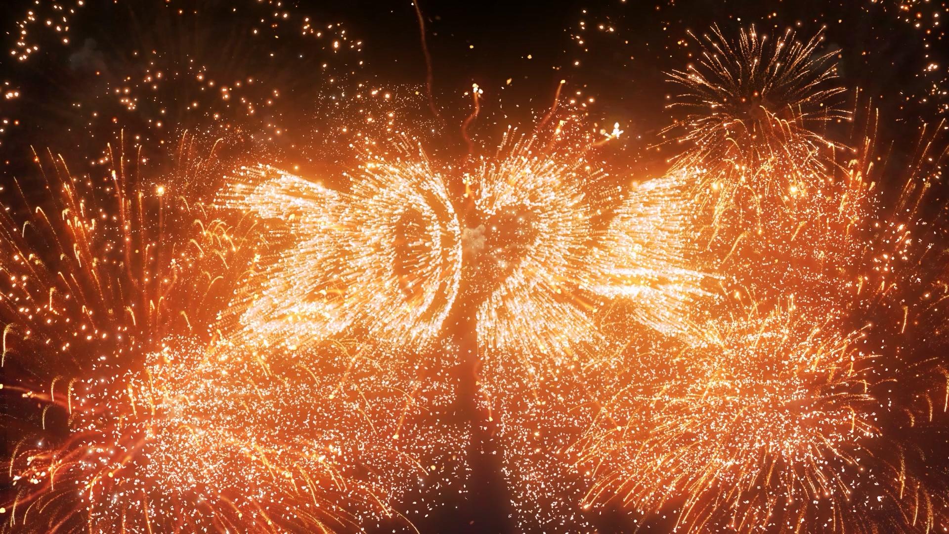 美丽的烟花祝福新年片头AE模板视频的预览图