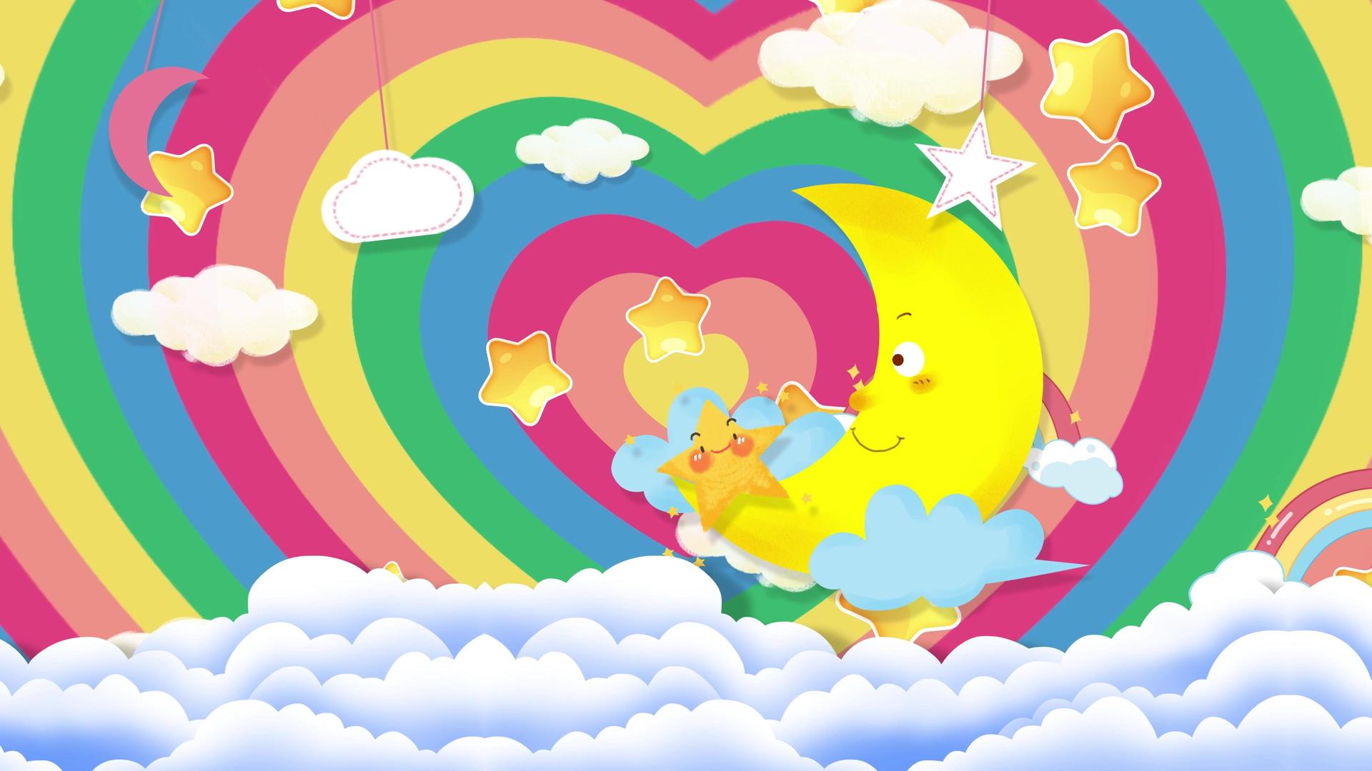 4K可爱动态卡通动画爱心彩虹背景视频视频的预览图