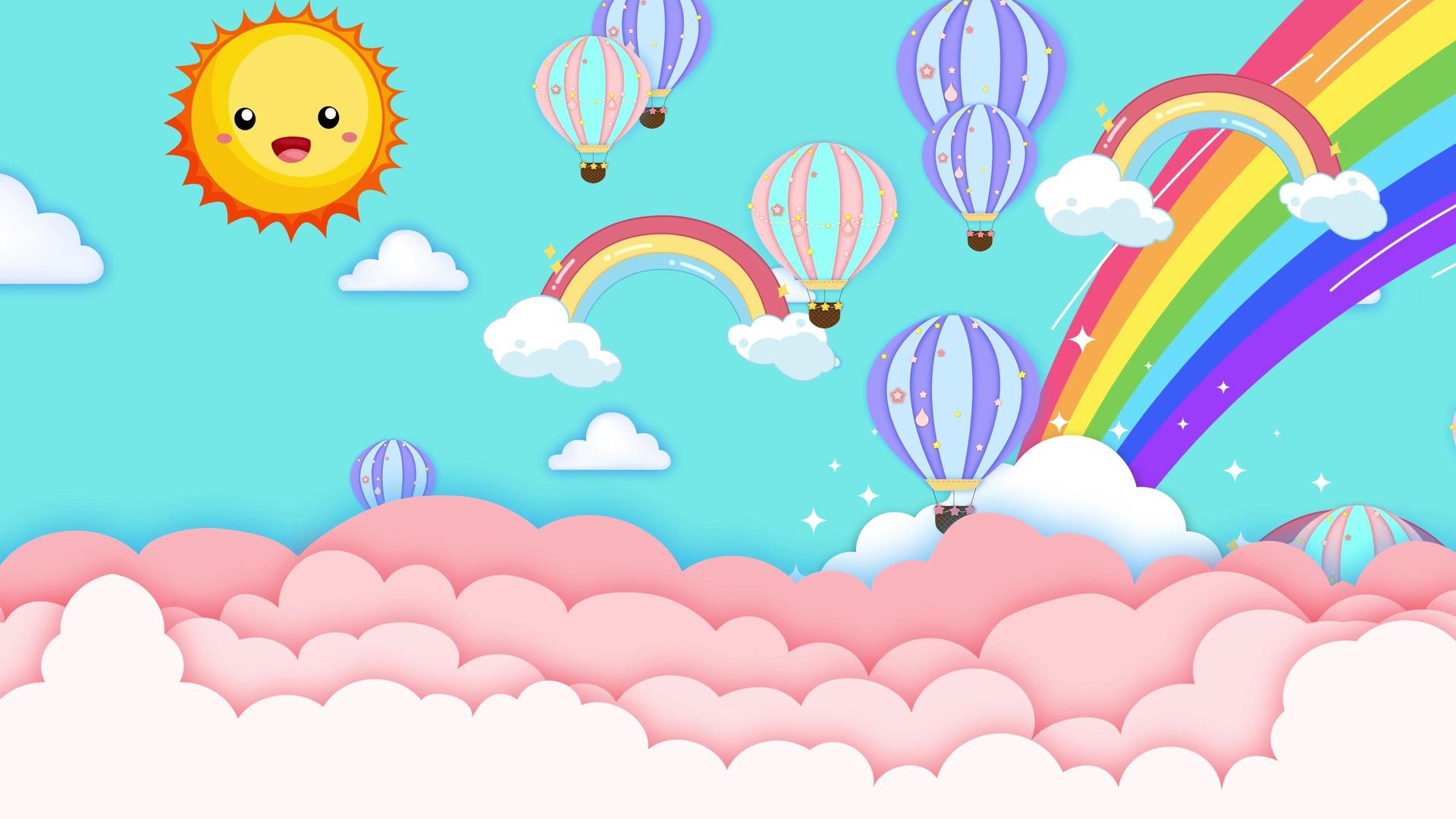 4K卡通动态儿童彩虹背景视频视频的预览图