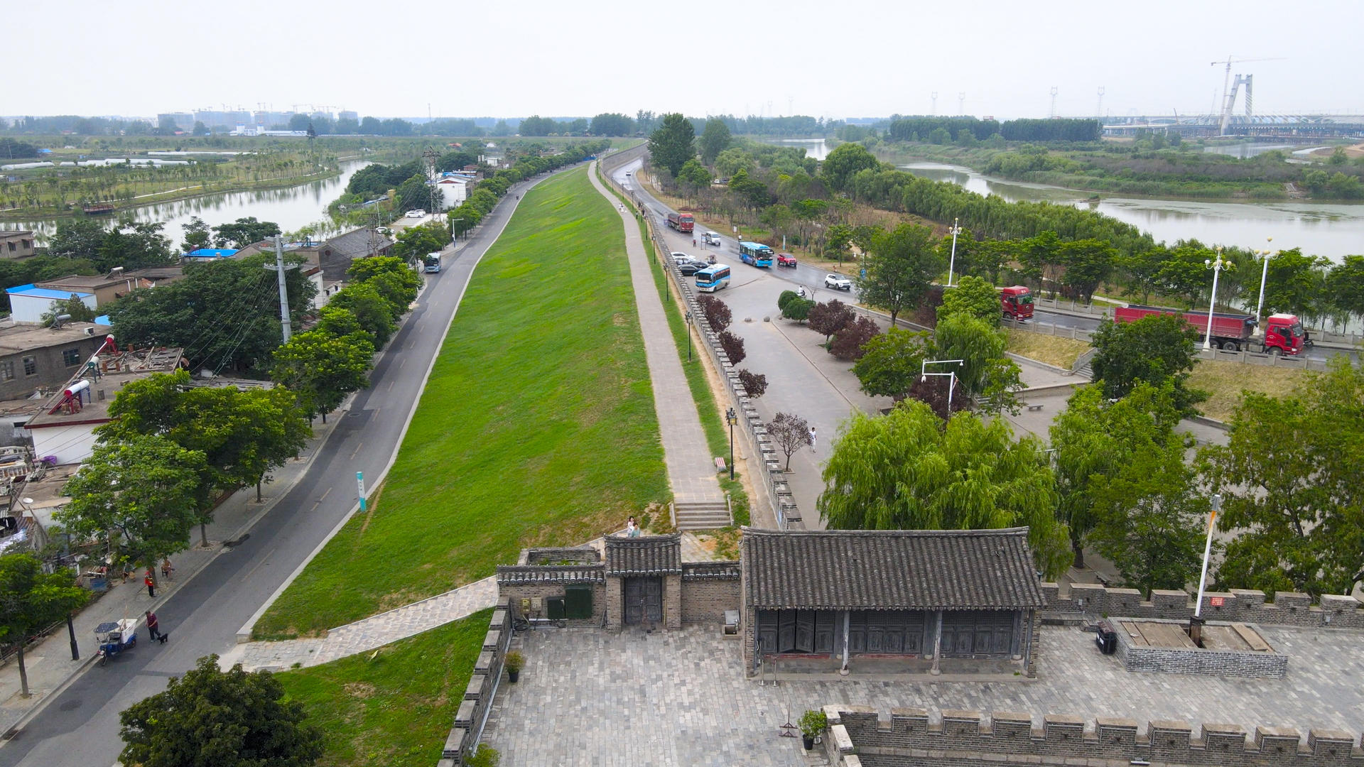 4A风景区寿县古城墙航拍合集4K视频的预览图