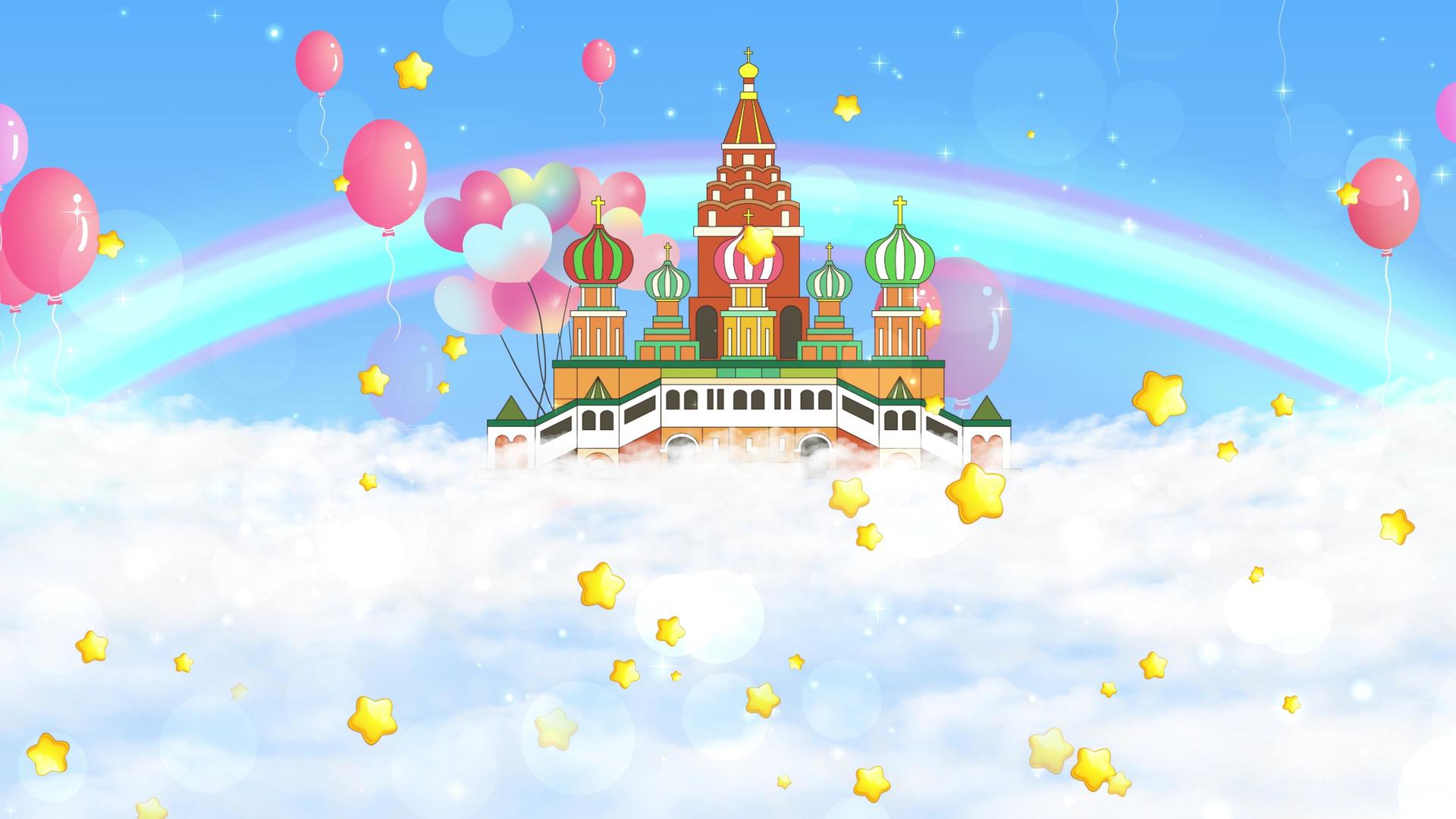 4K清新动态云端城堡梦幻背景视频视频的预览图