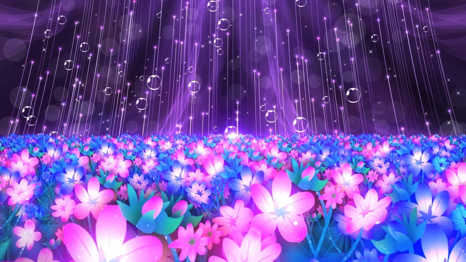 紫色唯美花海动态粒子拖尾上升舞台背景视频视频的预览图