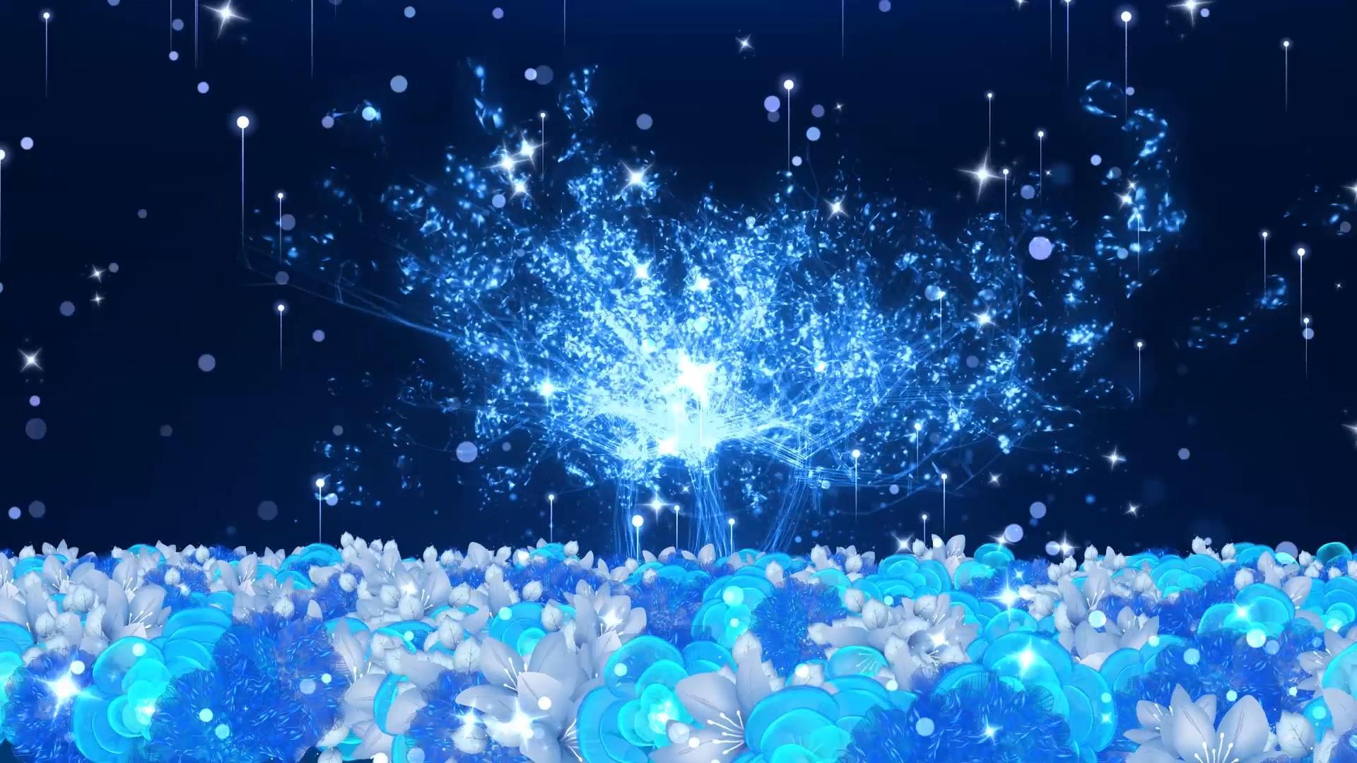 蓝色动态唯美粒子花海动态大气背景视频元素视频的预览图