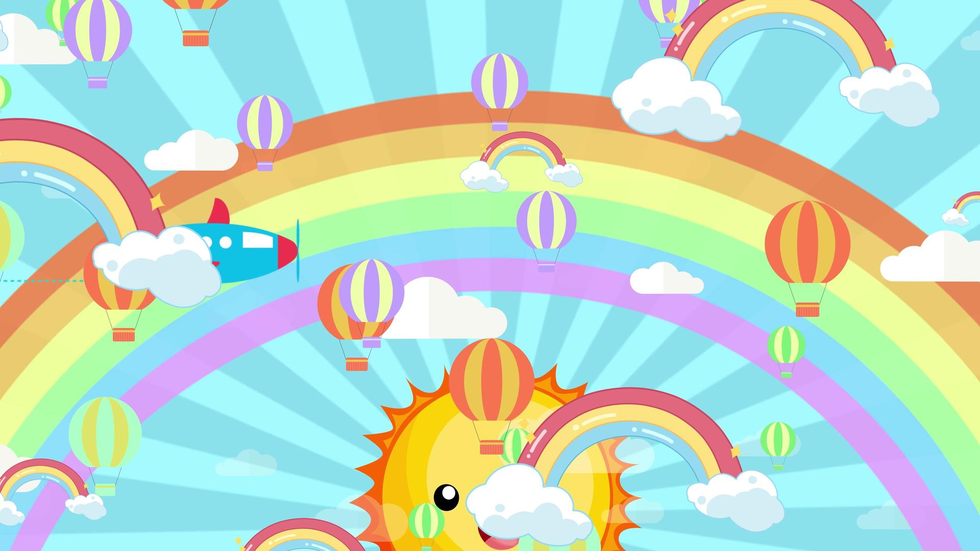 4K可爱卡通动画彩虹背景视频视频的预览图