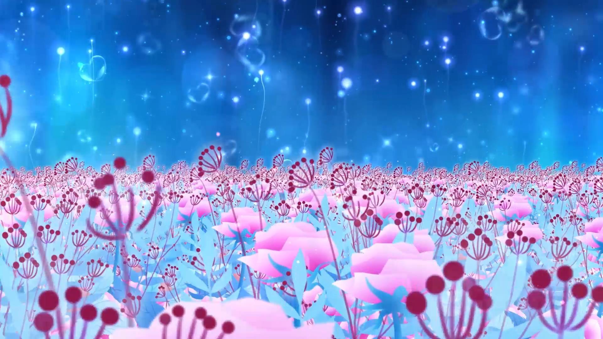 温馨唯美粒子花海动态蓝色粒子拖尾舞台背景视频视频的预览图