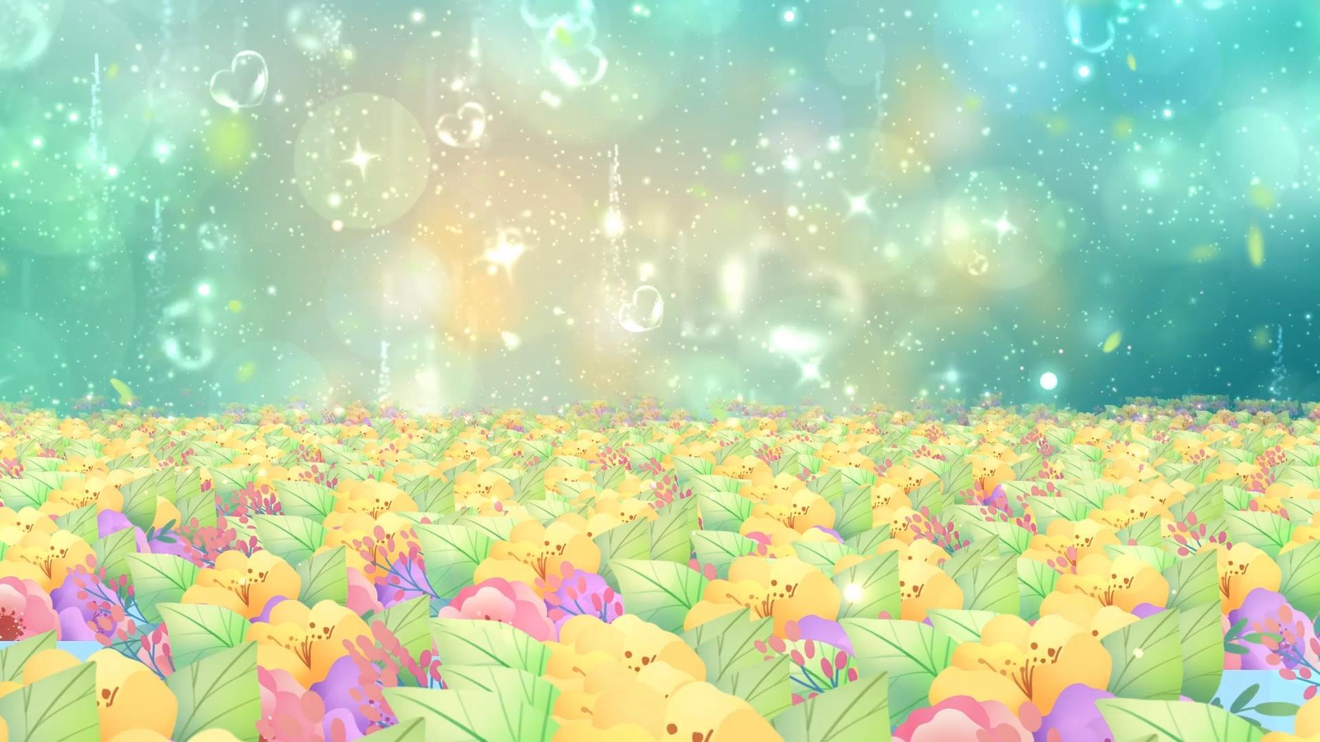 清新唯美花海动态温馨光斑粒子拖尾舞台背景视频视频的预览图