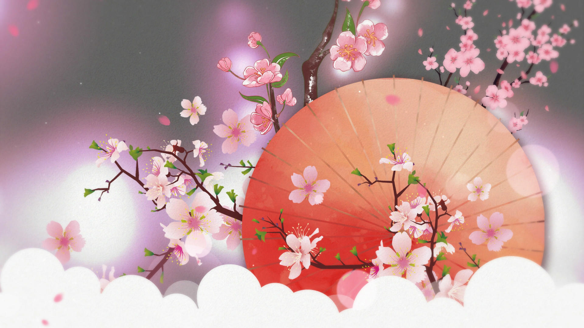 4K美丽的水墨桃花中国风背景视频的预览图