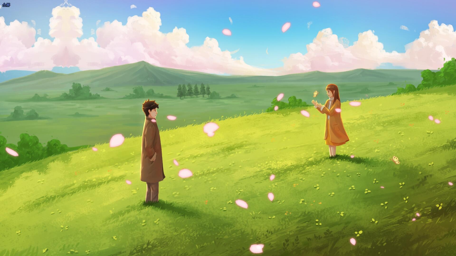 春季恋情无缝循环卡通背景动画视频的预览图