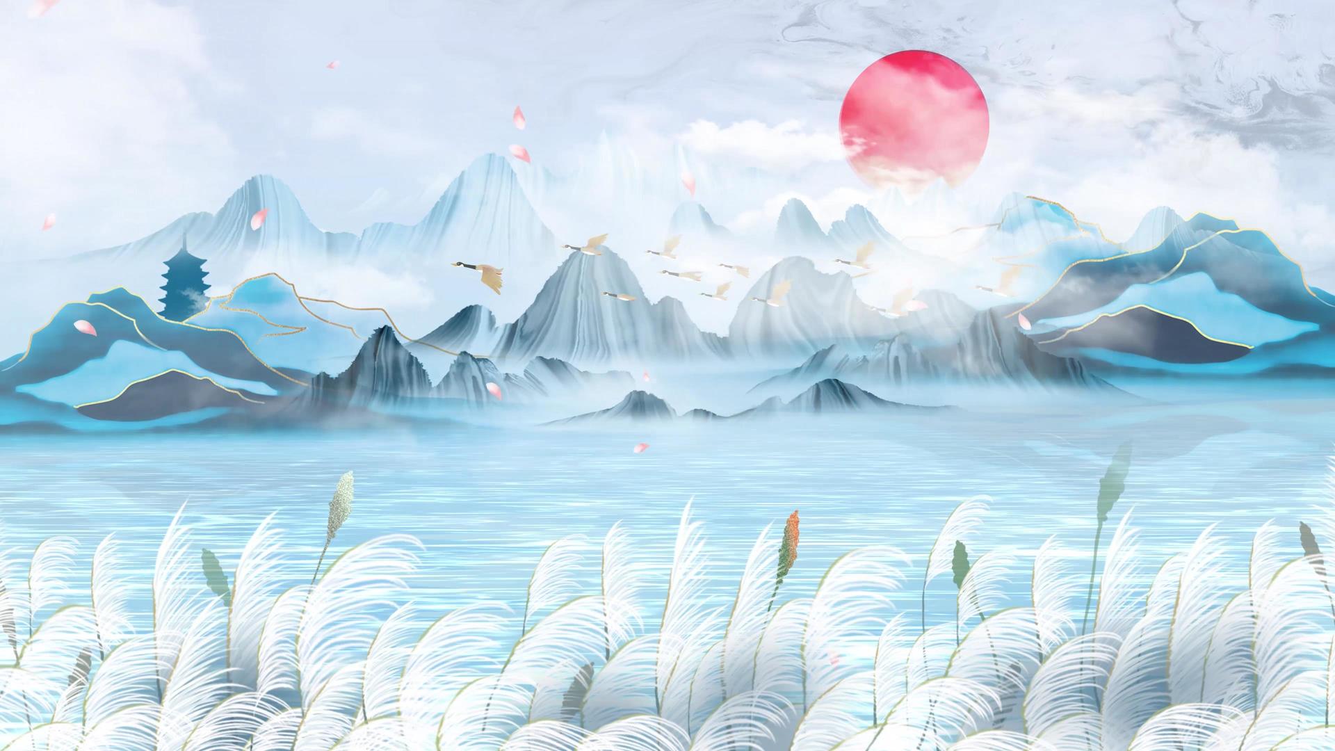 白露水墨中国风背景视频视频的预览图
