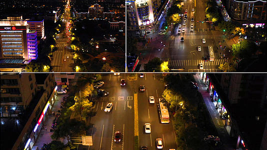 4K航拍城市夜景交通视频的预览图
