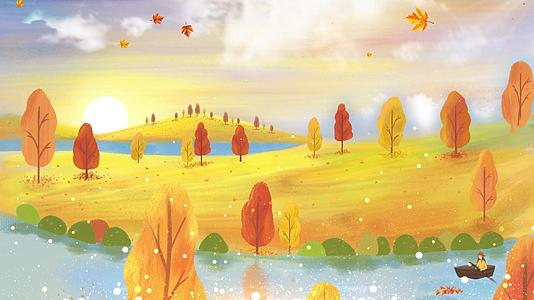 4K美丽的秋秋风景落叶背景视频视频视频视频的预览图