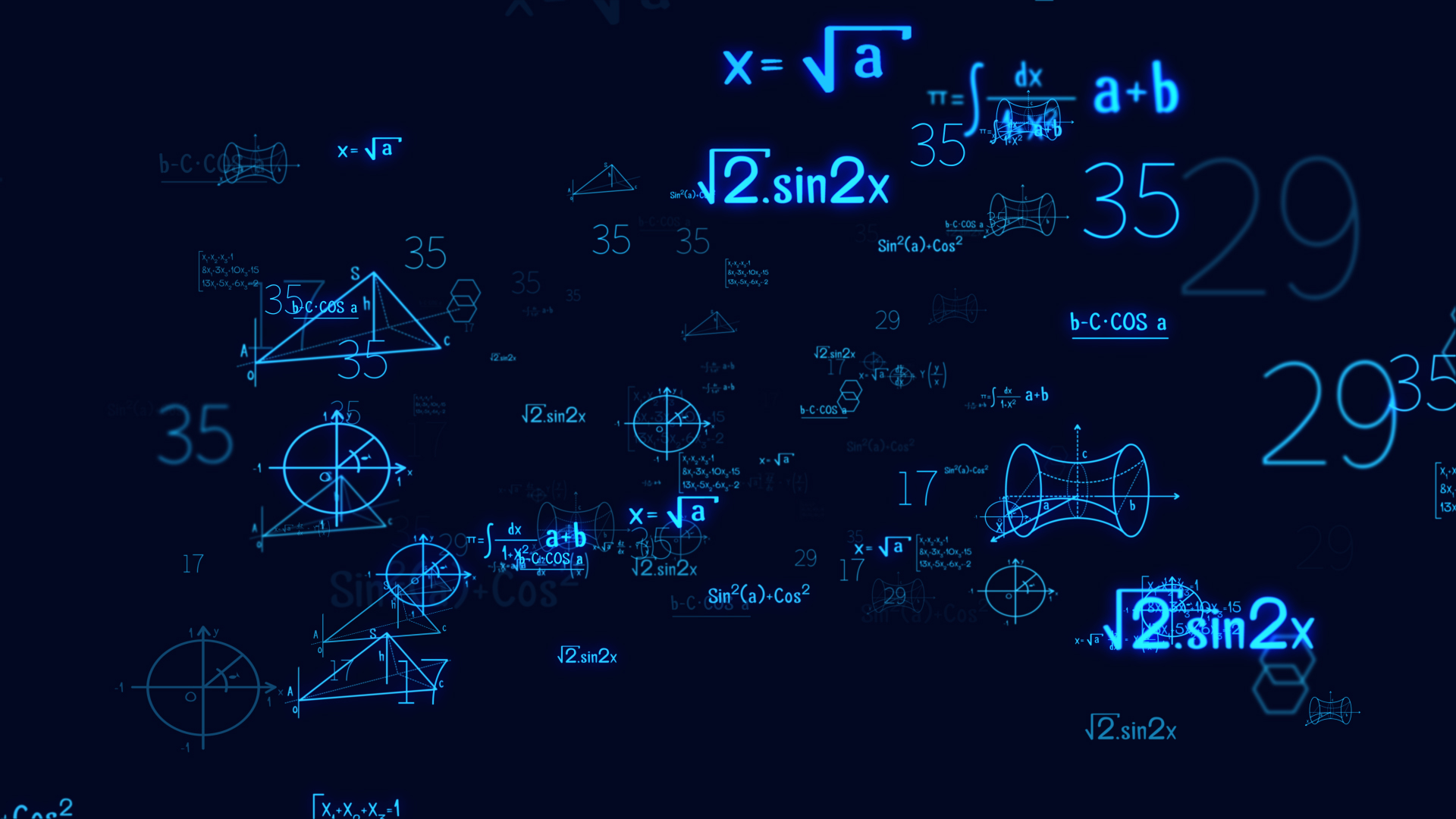 蓝色科技感数学公式符号穿梭视频背景视频的预览图