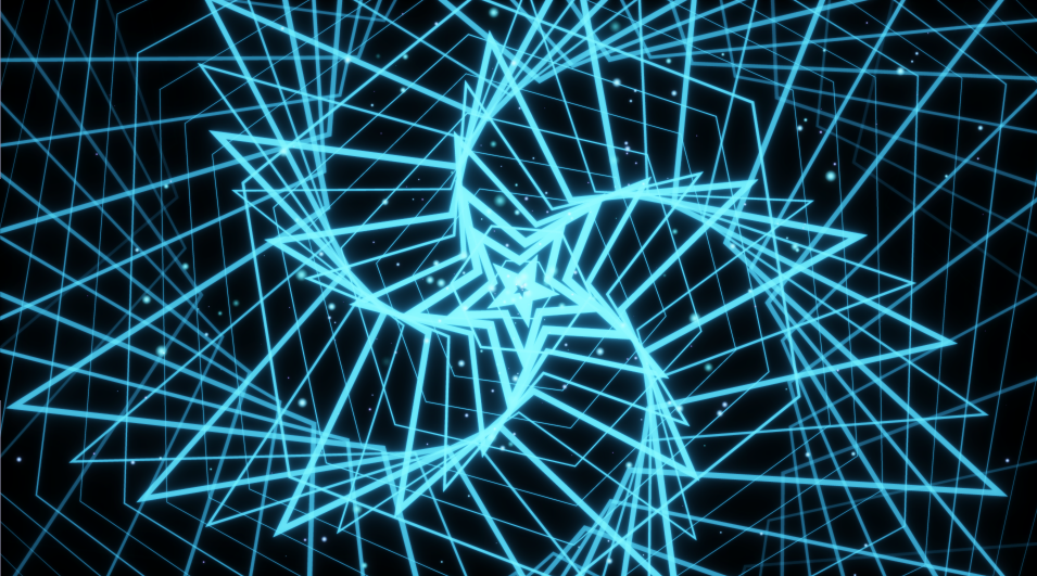 原创发光蓝色五角星宣传扩散粒子隧道循环视频背景素材视频的预览图