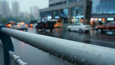 4k升格伤感悲伤氛围气氛下雨天街道车辆虚化灯光光斑实拍视频视频的预览图