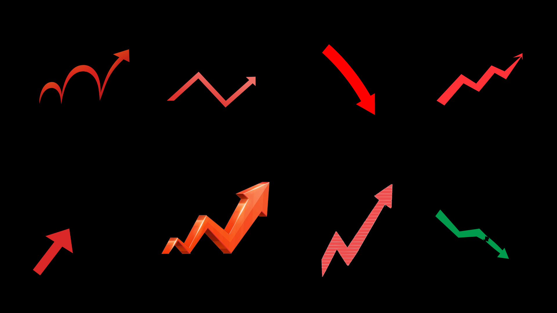 红色箭头上涨下跌趋势股市动画素材视频带通道mov小元素基金视频的预览图