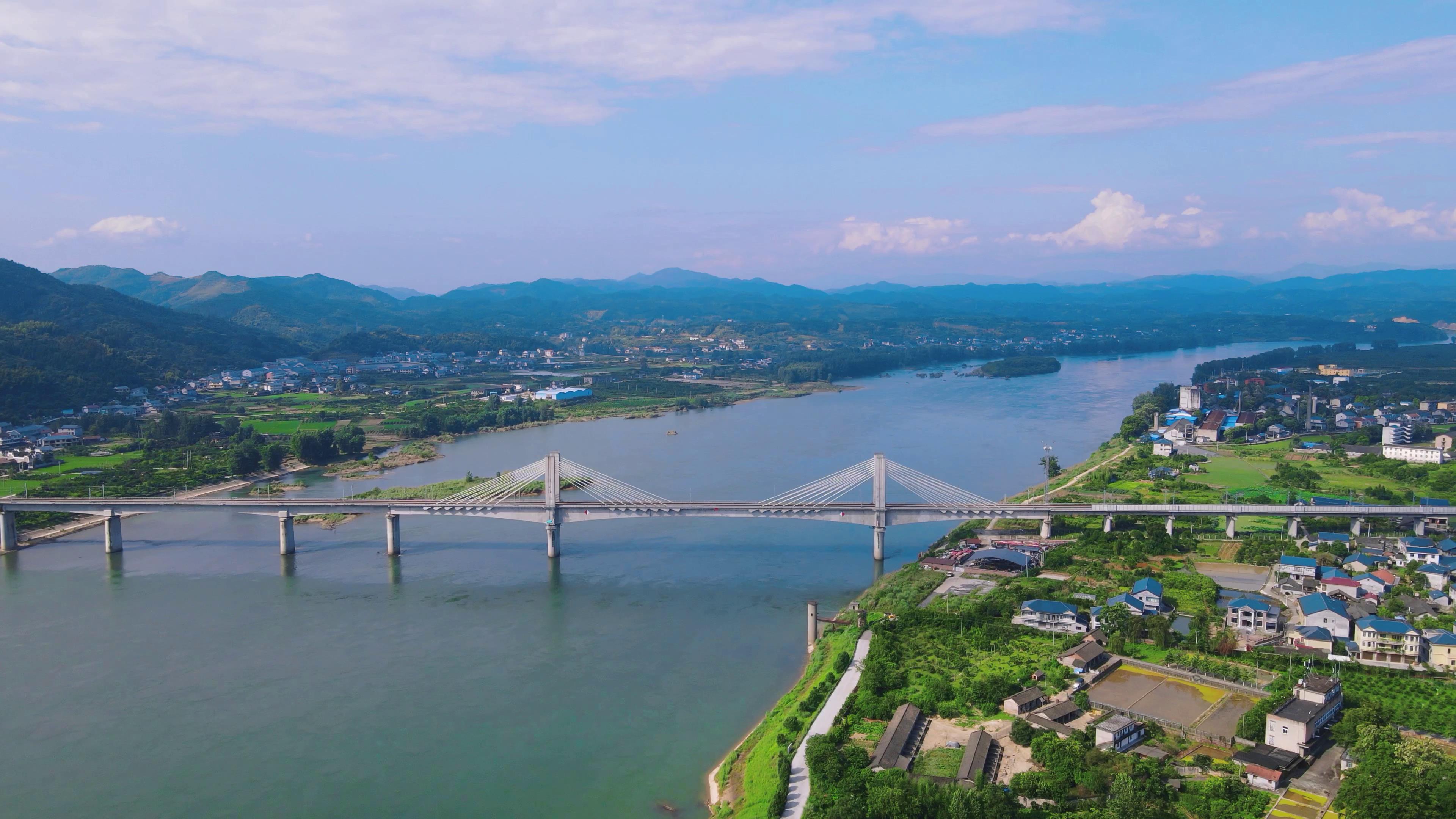 4K航拍湖南城市地标沅江大桥交通视频视频的预览图