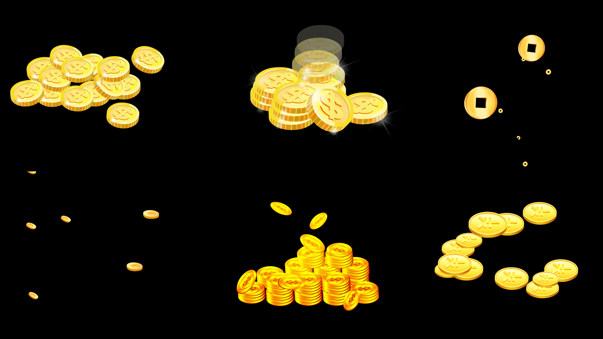 发光的金币堆钱币金融理财电商金钱掉落视频元素视频的预览图
