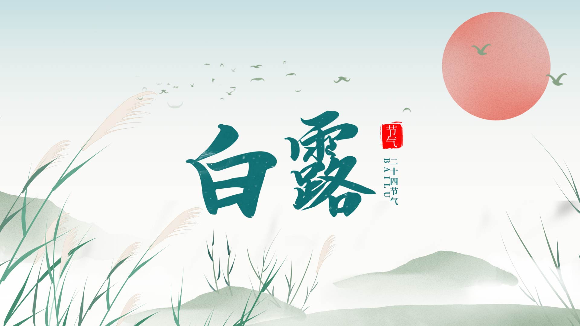 中国风水墨山水芦苇飞鸟白露节气片头视频视频的预览图