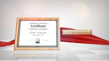 简洁企业公司奖状证书荣誉墙图片展示ae模板视频的预览图