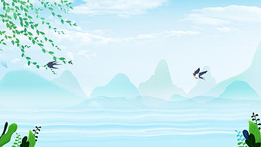 原创谷雨清明水墨山水蓝色中国风谷雨海报背景视频的预览图