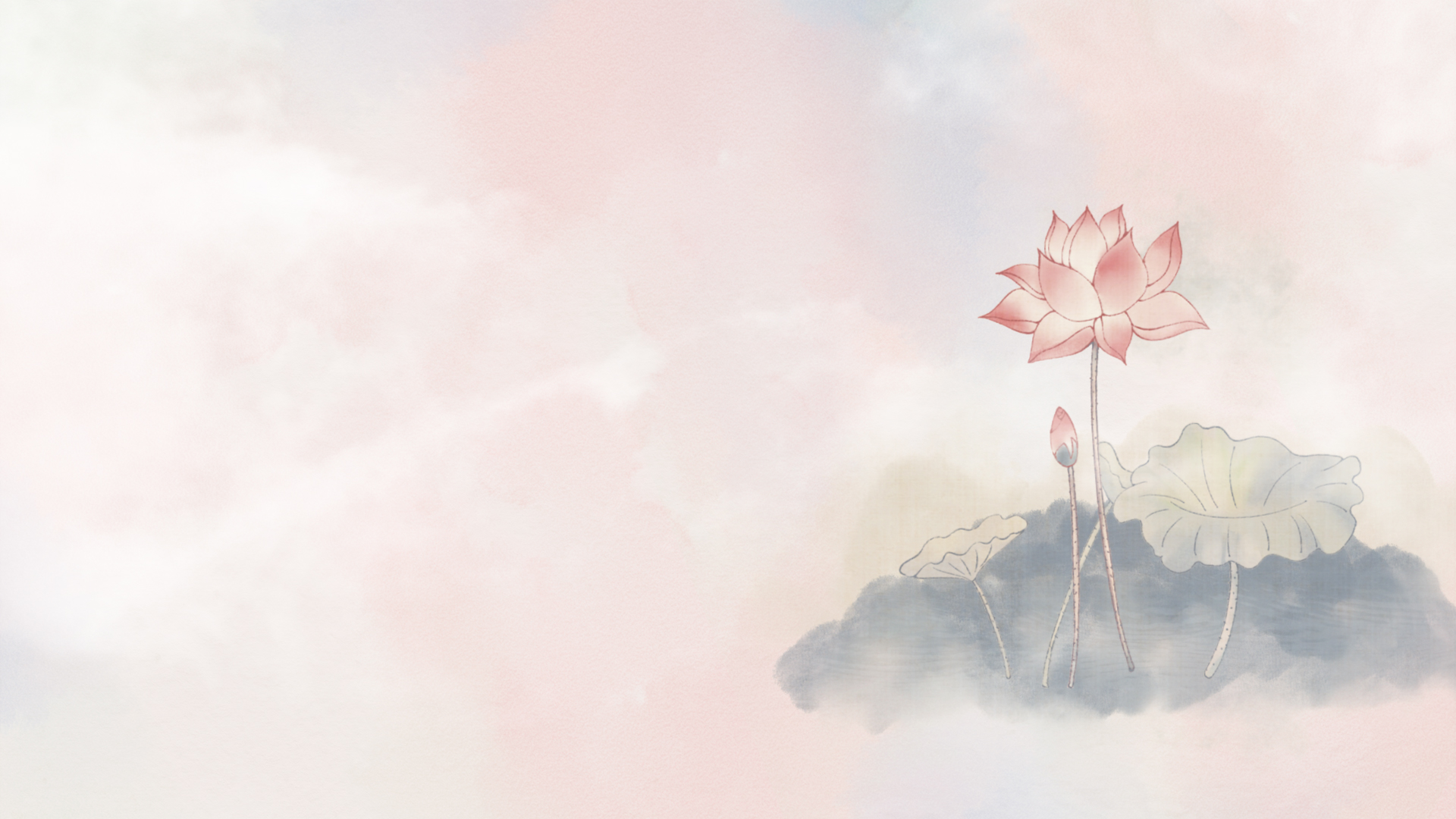 原创中国风水墨清新夏天荷花粉色古风动态背景视频的预览图