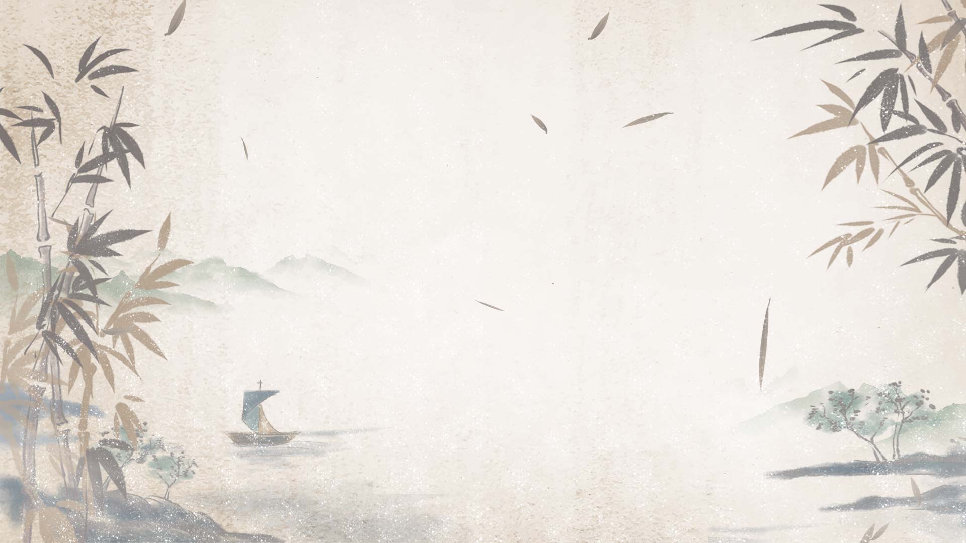 原创古风水墨山水竹子小船中国风动态视频背景视频的预览图