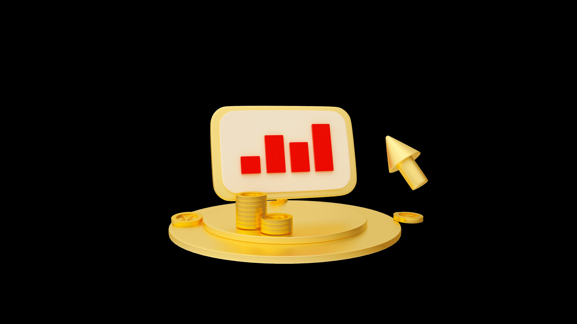 3D立体C4D金融理财组合金币箭头分析图视频的预览图