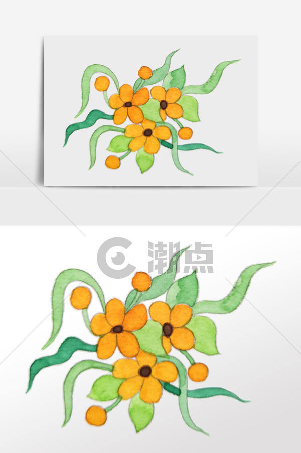 黄色手绘小清新花团元素通用背景1024 1540图片素材免费下载 编号 潮点视频