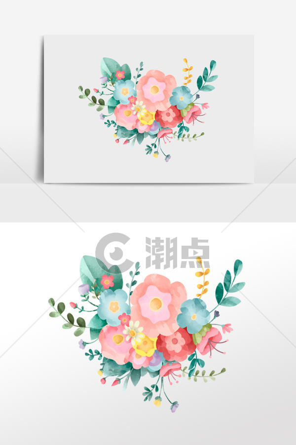 卡通手绘水彩花束小花花插画元素通用背景1024 1540图片素材免费下载 编号 潮点视频